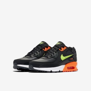 Nike Air Max 90 - Nagyobb Gyerek Air Max Trainers - Fekete/Narancssárga/Sötét Szürke/Zöld